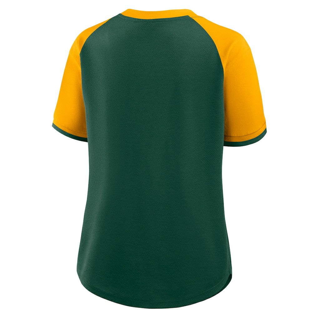 Green Bay Packers Women's Height Advantage T-Shirt Green/Gold - Fanatics