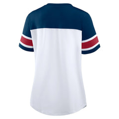 Houston Texans Women's Athena Rhinestone Lace-Up V-Neck T-Shirt White/Navy - Fanatics