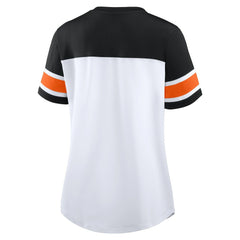Cincinnati Bengals Women's Athena Rhinestone Lace-Up V-Neck T-Shirt White/Black - Fanatics