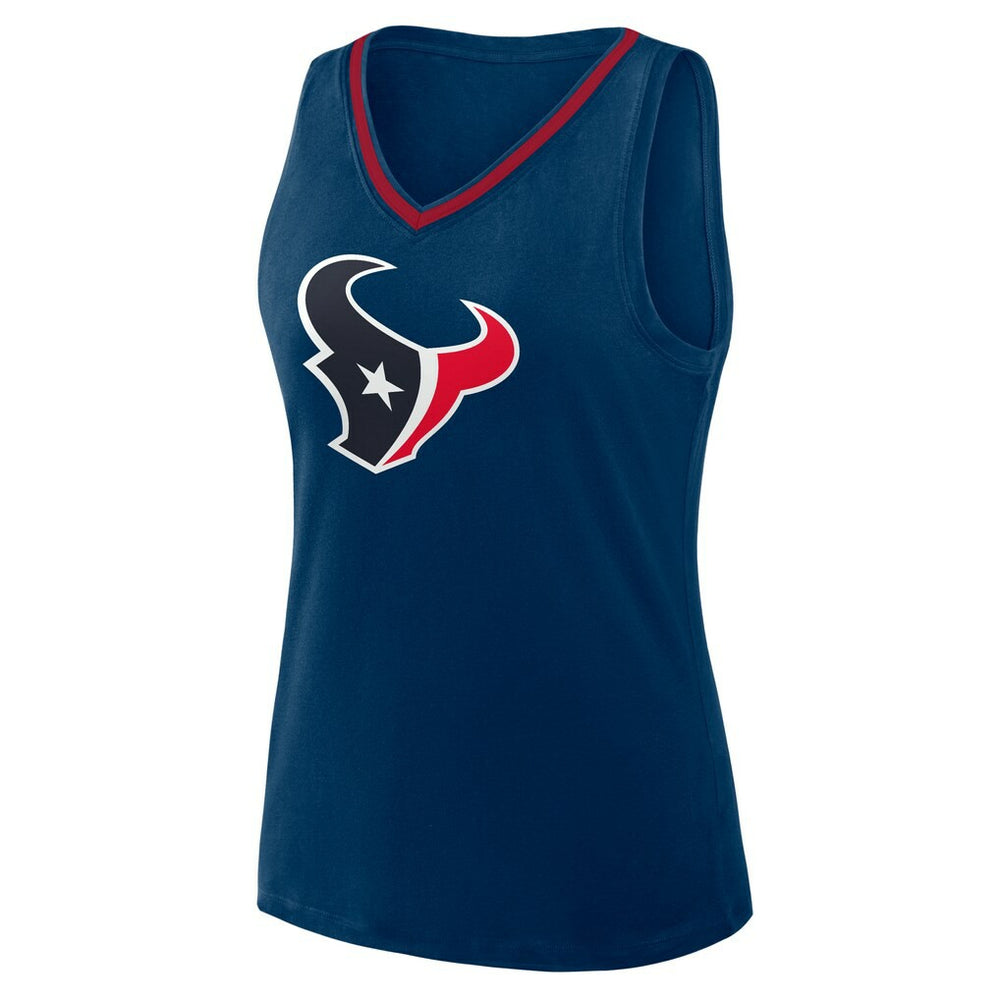 Houston Texans Logo Athletic Women's Stellar Win V-Neck Tank Top Navy - NFL