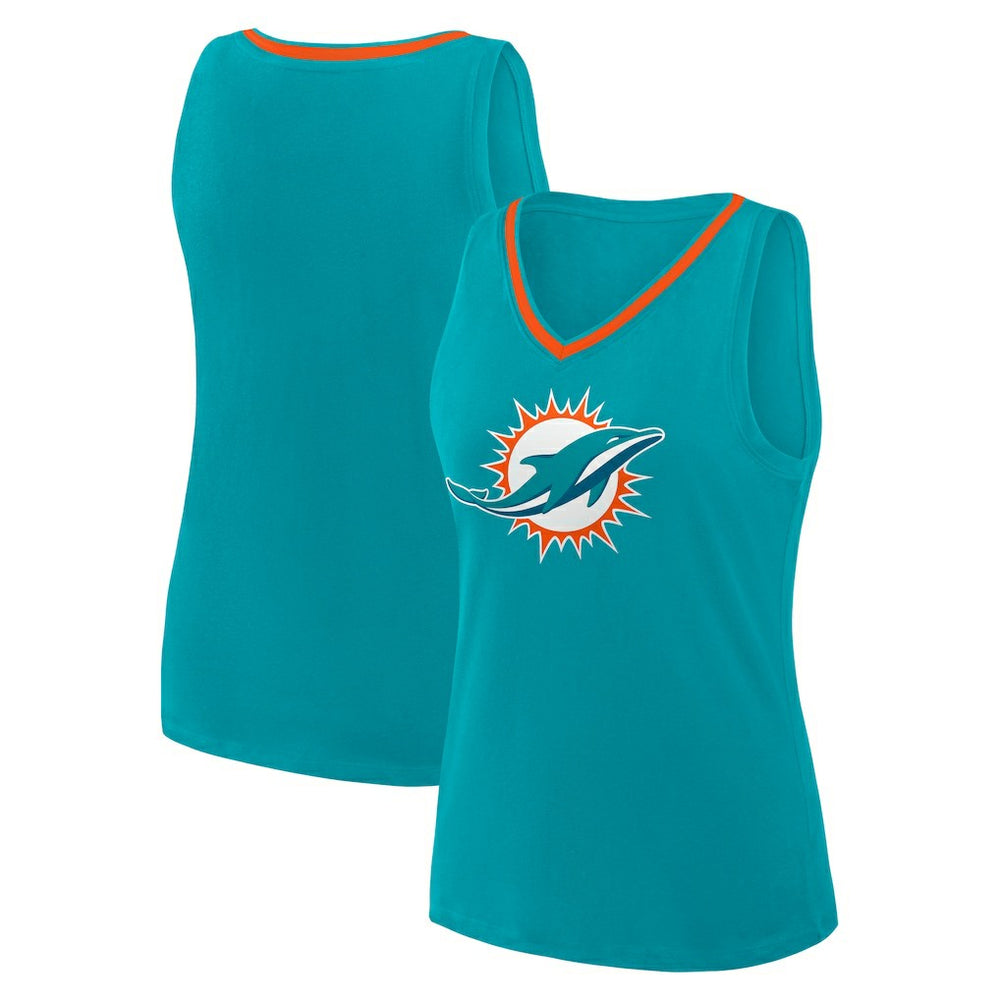 Miami Dolphins Logo Athletic Women's Stellar Win V-Neck Tank Top Aqua - NFL
