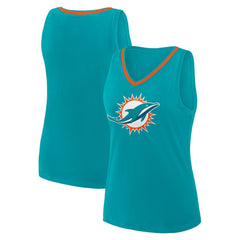 Miami Dolphins Logo Athletic Women's Stellar Win V-Neck Tank Top Aqua - NFL