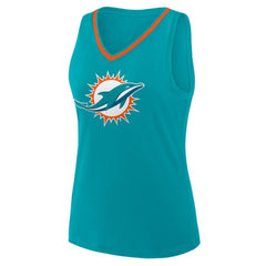 Miami Dolphins Logo Athletic Women's Stellar Win V-Neck Tank Top Aqua - NFL