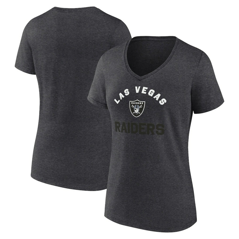 Las Vegas Raiders Logo Athletic Women's Unrivaled V-Neck T-Shirt Heather Charcoal - NFL