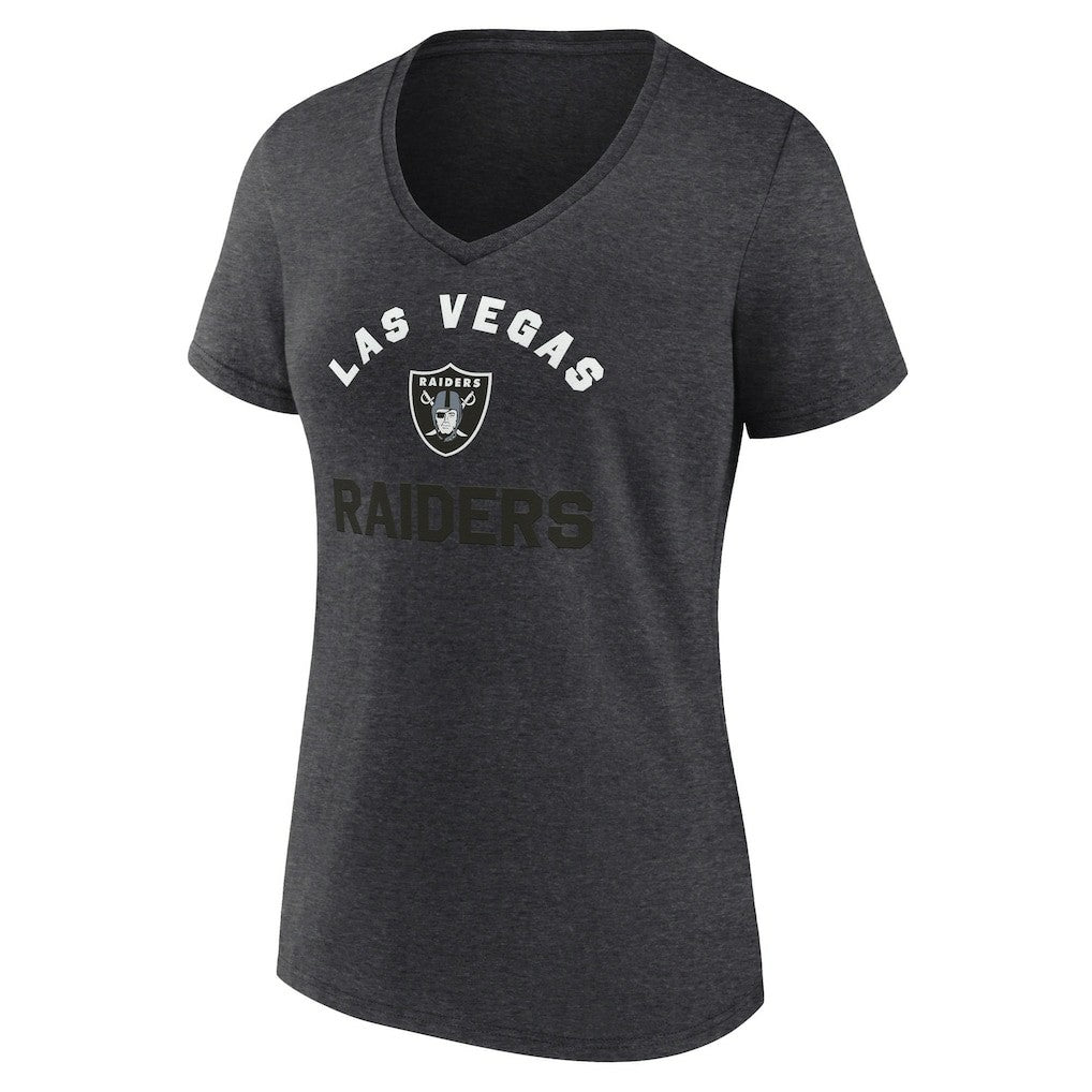 Las Vegas Raiders Logo Athletic Women's Unrivaled V-Neck T-Shirt Heather Charcoal - NFL