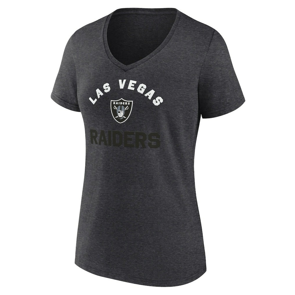 Las Vegas Raiders Logo Athletic Women's Unrivaled V-Neck T-Shirt Heather Charcoal - NFL