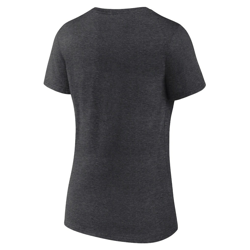 Las Vegas Raiders Logo Athletic Women's Unrivaled V-Neck T-Shirt Heather Charcoal - NFL
