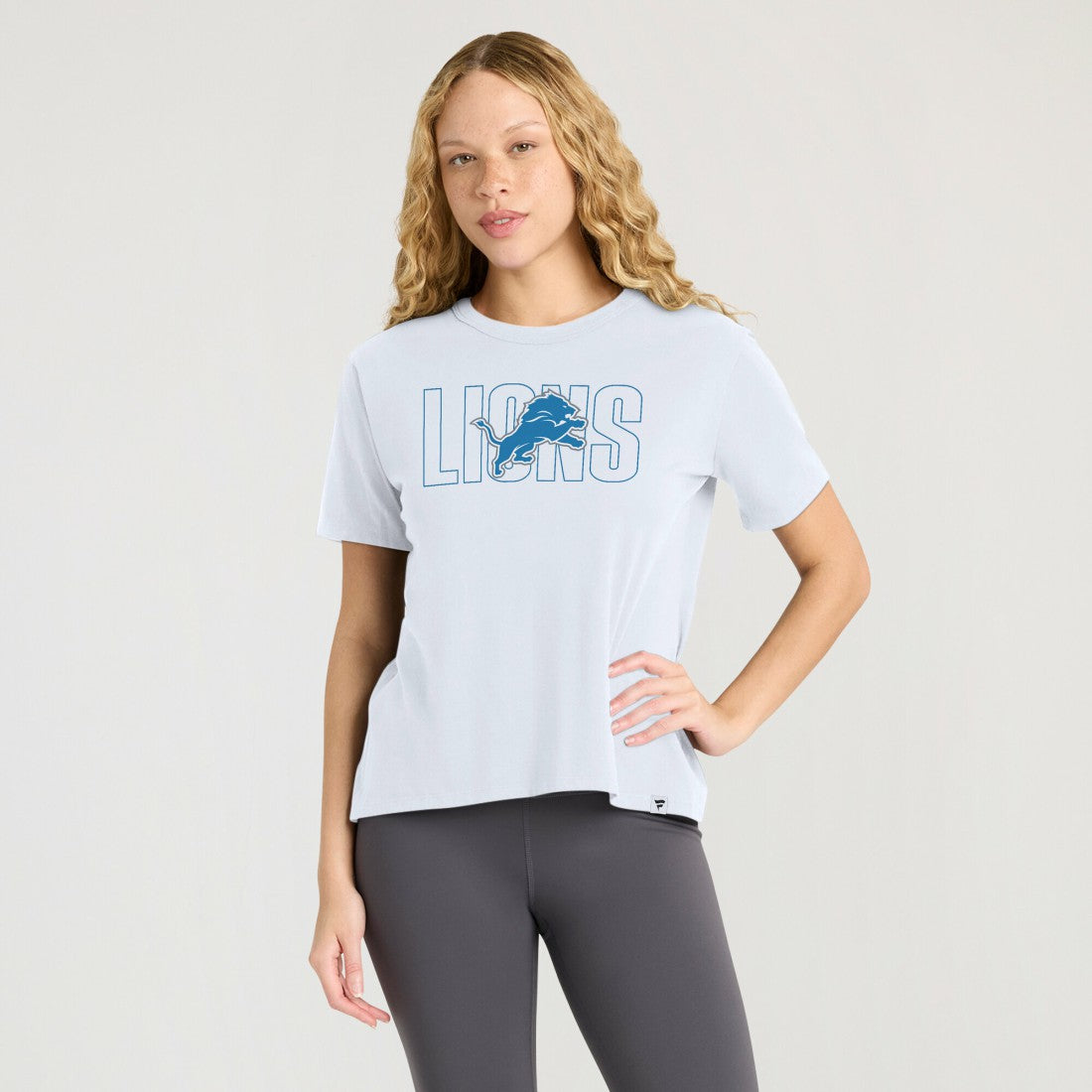 Detroit Lions Women's Line Em Up T-Shirt Ash - Fanatics