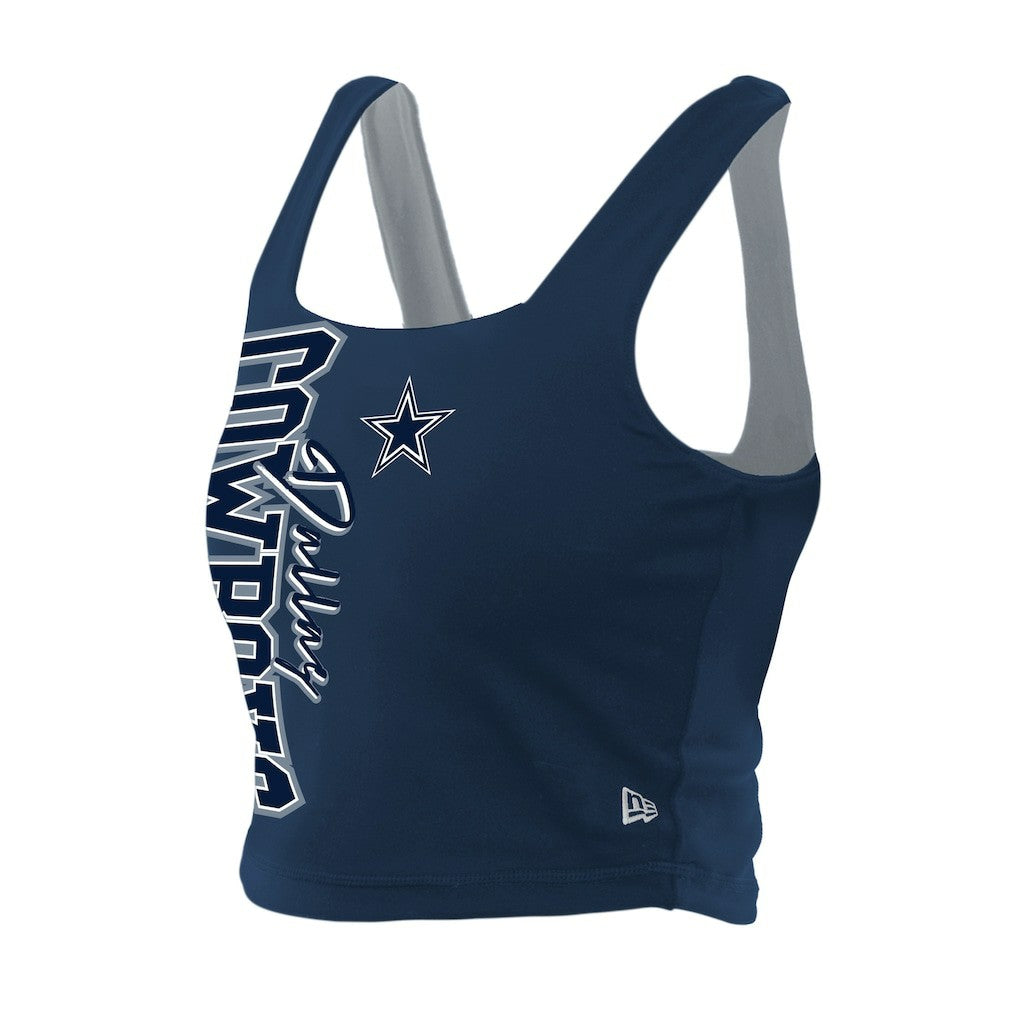 Dallas Cowboys New Era Women's Reversible Cropped Sport Classics Tank Top Navy/Gray - NFL