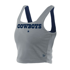 Dallas Cowboys New Era Women's Reversible Cropped Sport Classics Tank Top Navy/Gray - NFL