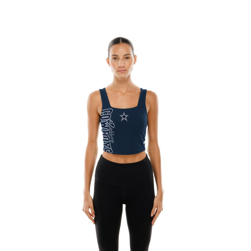 Dallas Cowboys New Era Women's Reversible Cropped Sport Classics Tank Top Navy/Gray - NFL