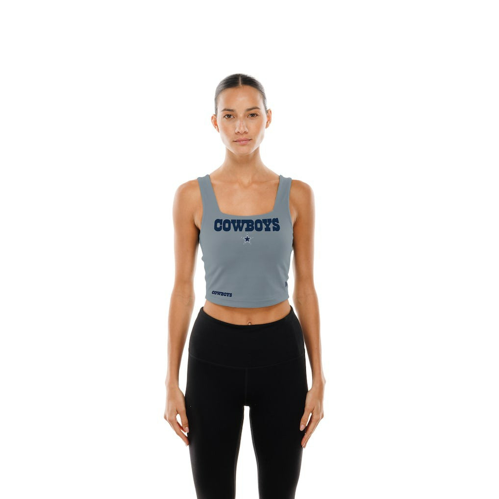 Dallas Cowboys New Era Women's Reversible Cropped Sport Classics Tank Top Navy/Gray - NFL