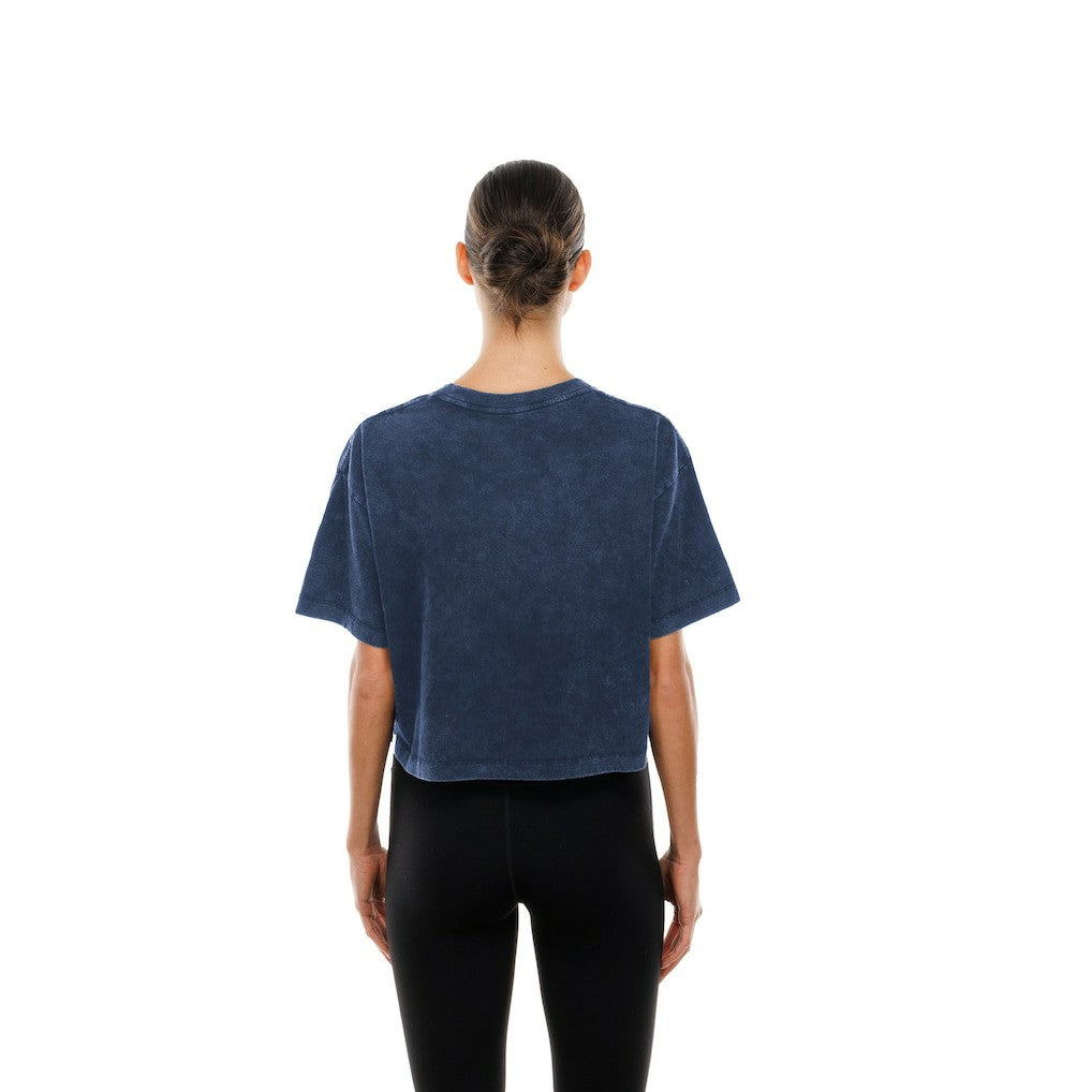Dallas Cowboys New Era Women's Cropped Boxy Sport Classics Mineral Wash T-Shirt Navy - NFL