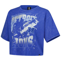 Detroit Lions New Era Women's Cropped Boxy Sport Classics Mineral Wash T-Shirt Blue - NFL