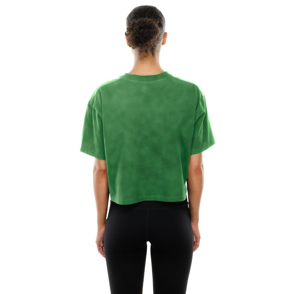 Philadelphia Eagles New Era Women's Cropped Boxy Sport Classics Mineral Wash T-Shirt Kelly Green - NFL