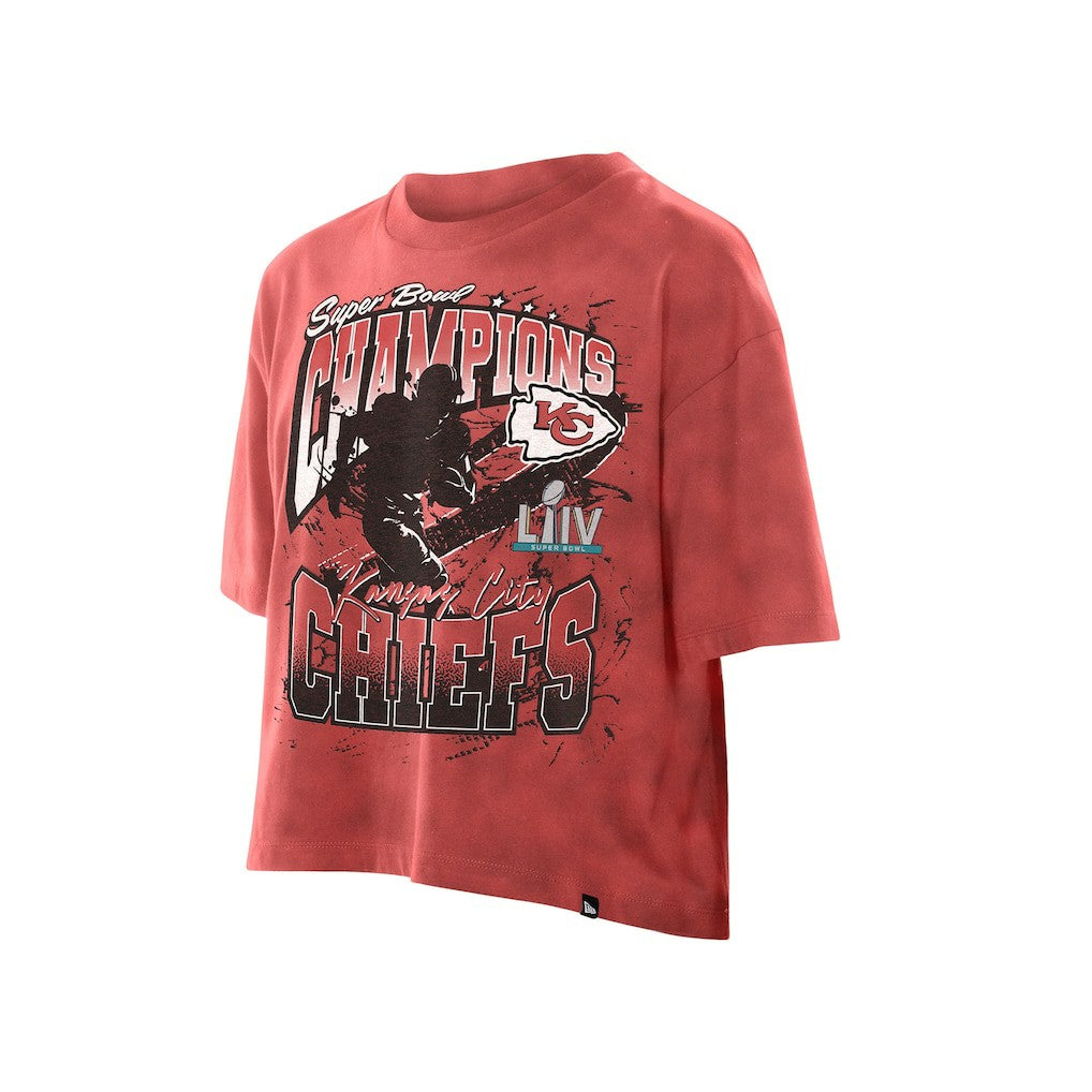 Kansas City Chiefs New Era Women's Cropped Boxy Sport Classics Mineral Wash T-Shirt Red - NFL