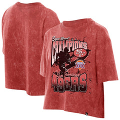 San Francisco 49ers New Era Women's Cropped Boxy Sport Classics Mineral Wash T-Shirt Scarlet - NFL