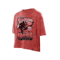 San Francisco 49ers New Era Women's Cropped Boxy Sport Classics Mineral Wash T-Shirt Scarlet - NFL