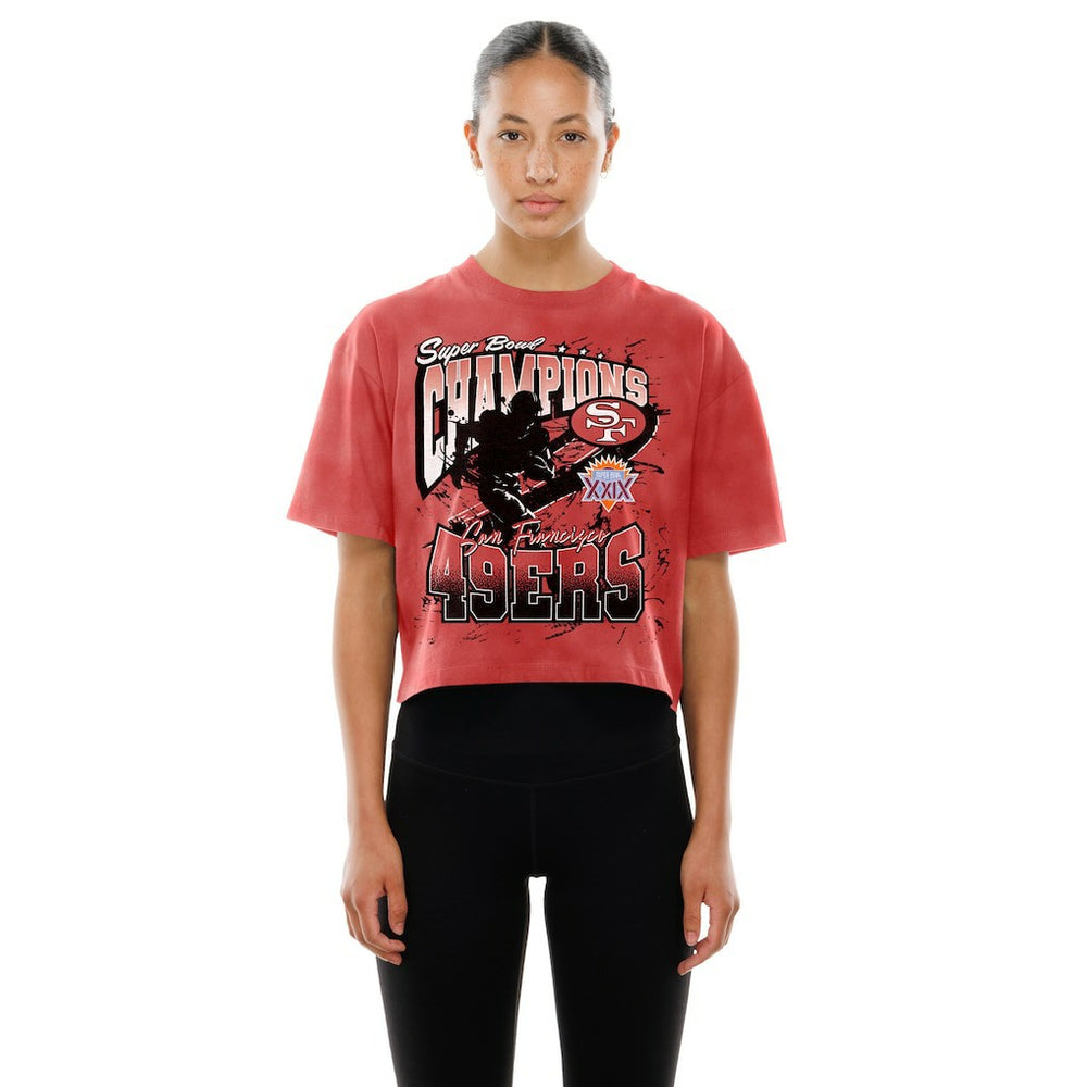 San Francisco 49ers New Era Women's Cropped Boxy Sport Classics Mineral Wash T-Shirt Scarlet - NFL