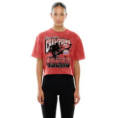 San Francisco 49ers New Era Women's Cropped Boxy Sport Classics Mineral Wash T-Shirt Scarlet - NFL