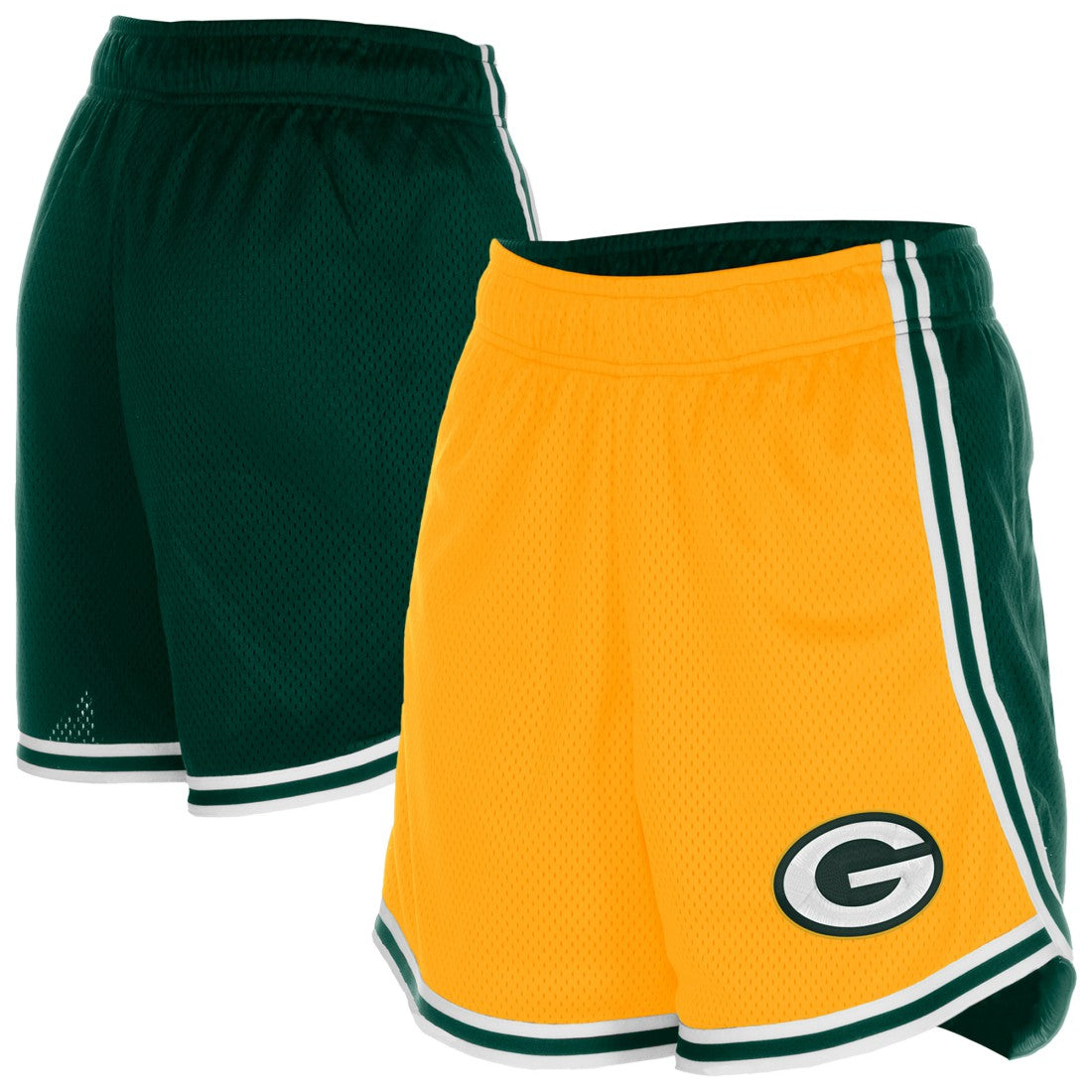 Green Bay Packers New Era Women's Sport Classics Mesh Shorts Gold/Green - NFL
