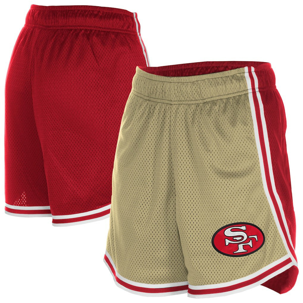 San Francisco 49ers New Era Women's Throwback Sport Classics Mesh Shorts Gold/Scarlet - NFL