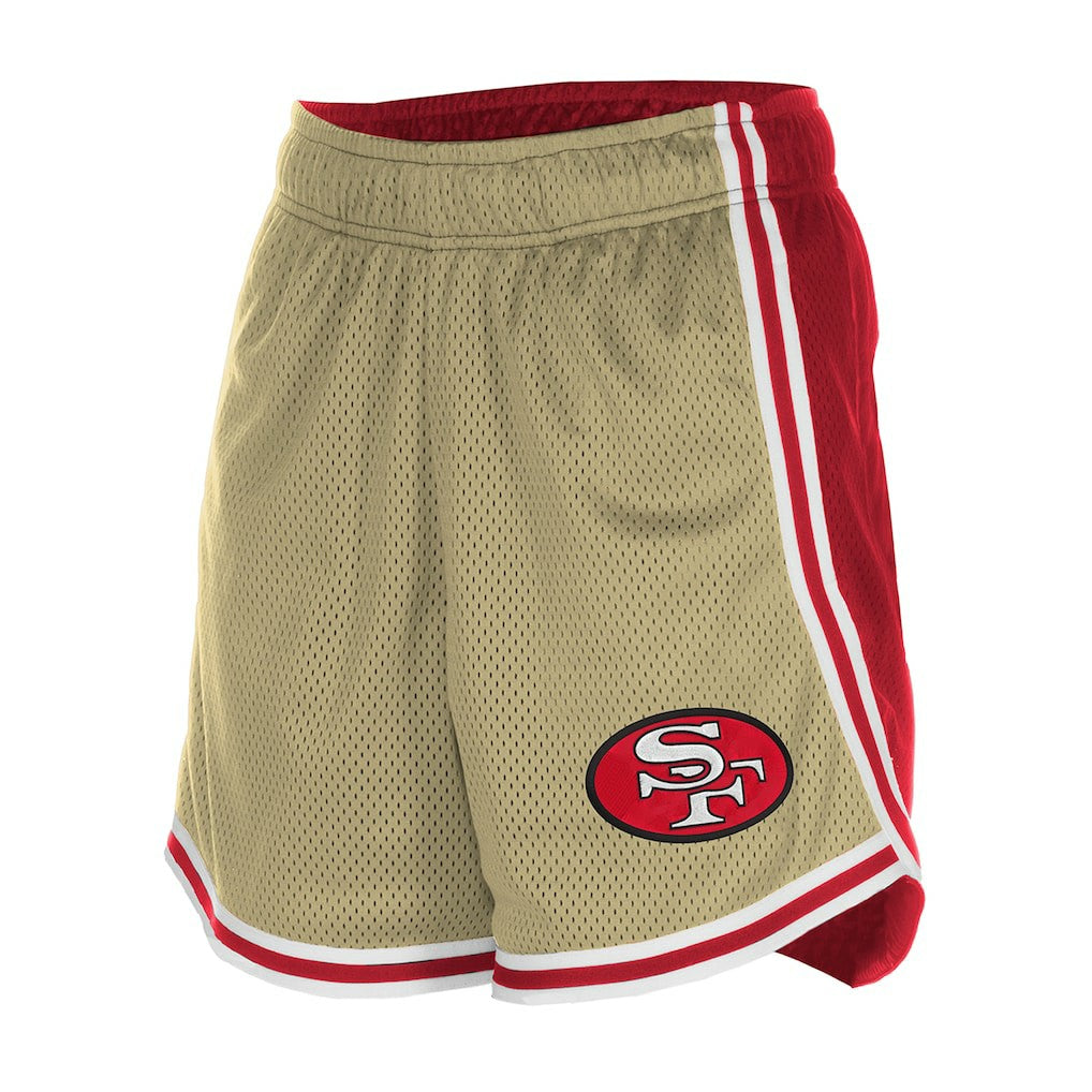 San Francisco 49ers New Era Women's Throwback Sport Classics Mesh Shorts Gold/Scarlet - NFL