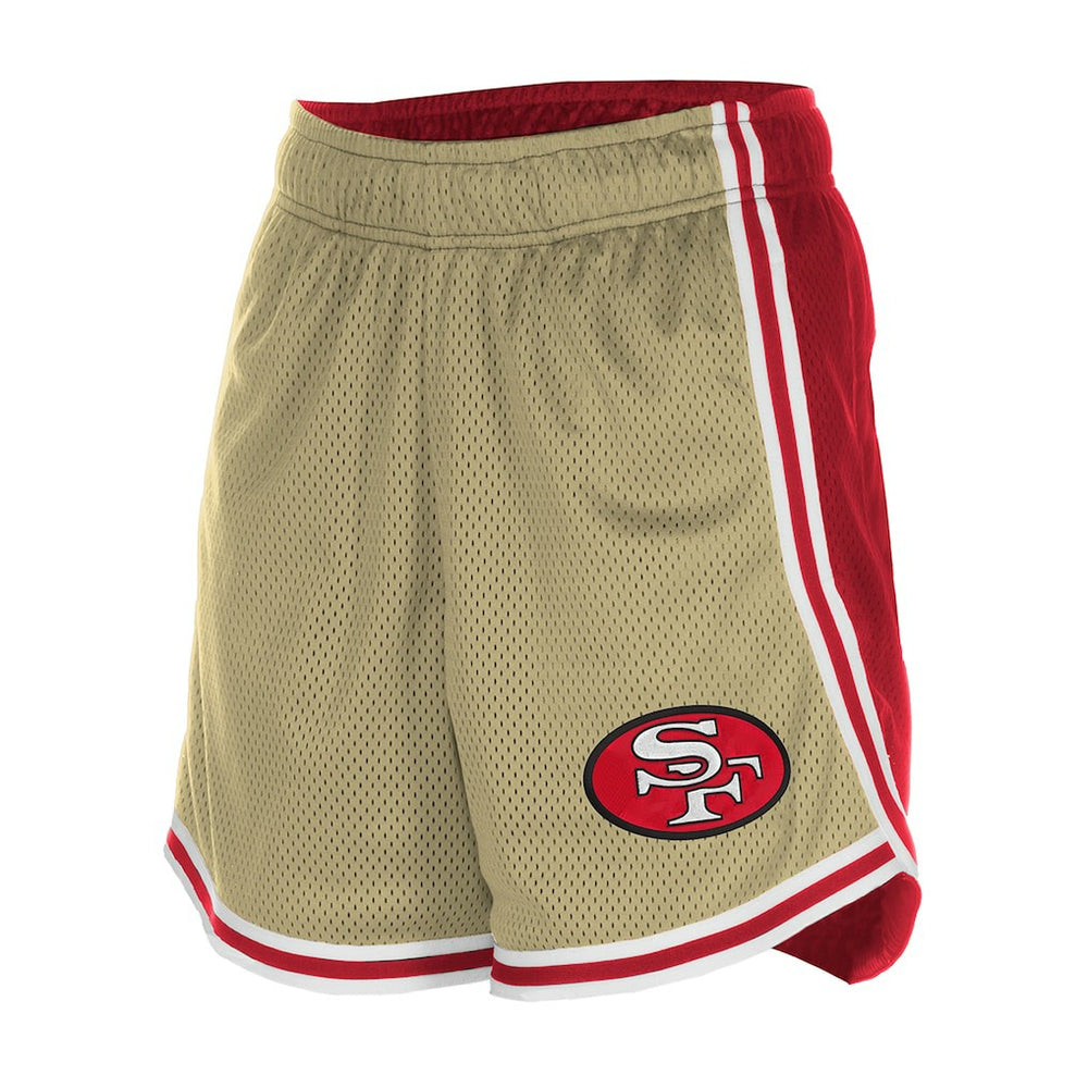 San Francisco 49ers New Era Women's Throwback Sport Classics Mesh Shorts Gold/Scarlet - NFL