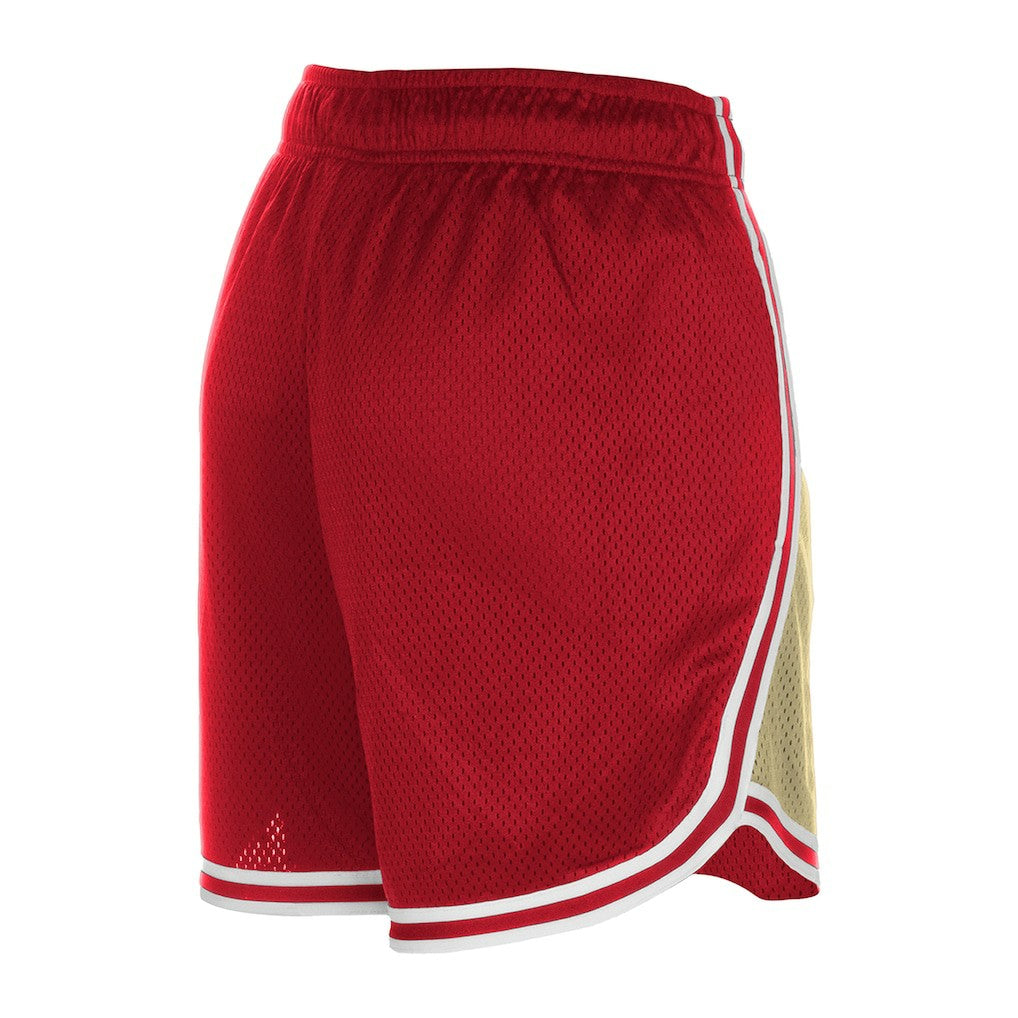 San Francisco 49ers New Era Women's Throwback Sport Classics Mesh Shorts Gold/Scarlet - NFL