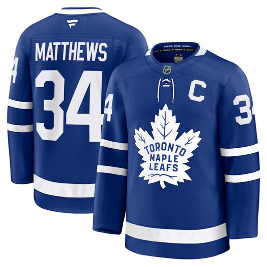 Auston Matthews Toronto Maple Leafs Fanatics Captain Patch Home Premium Jersey - Blue | NHL Jerseys