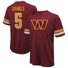 Jayden Daniels Washington Commanders Majestic Threads Name & Number Oversize Fit T-Shirt Burgundy - NFL