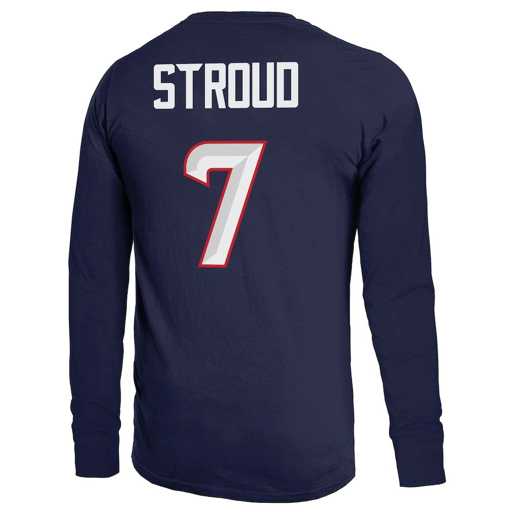 C.J. Stroud Houston Texans Majestic Threads Name & Number Non-Distressed Long Sleeve T-Shirt Navy - NFL