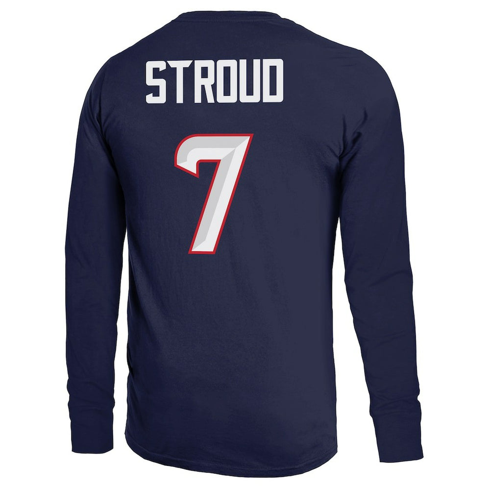 C.J. Stroud Houston Texans Majestic Threads Name & Number Non-Distressed Long Sleeve T-Shirt Navy - NFL