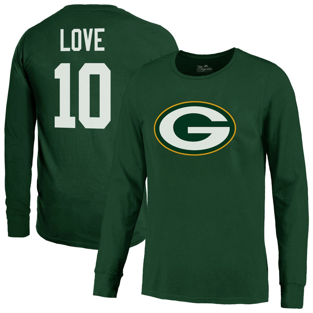 Jordan Love Green Bay Packers Majestic Threads Name & Number Long Sleeve T-Shirt Green - NFL
