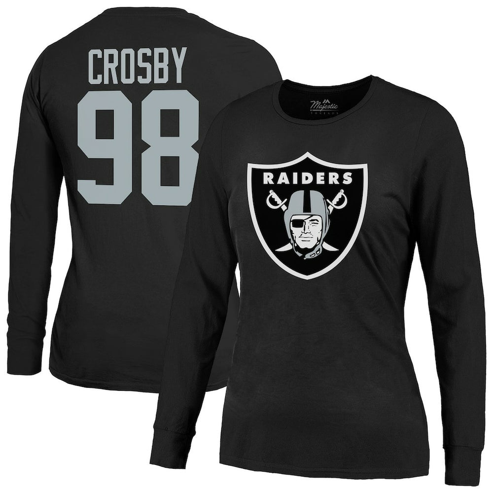 Maxx Crosby Las Vegas Raiders Majestic Threads Women's Player Name & Number Long Sleeve T-Shirt Black - NFL