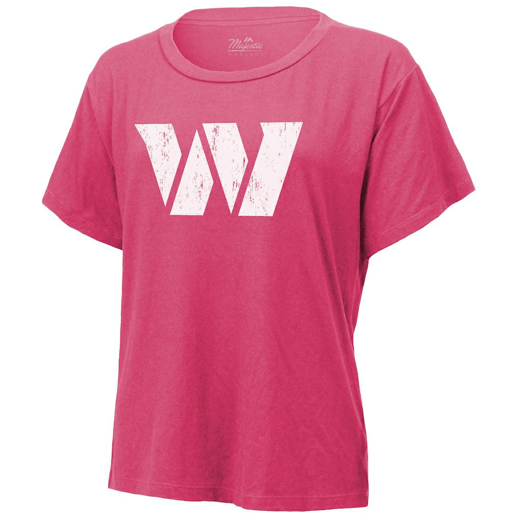 Jayden Daniels Washington Commanders Majestic Threads Women's Name & Number T-Shirt Pink - NFL