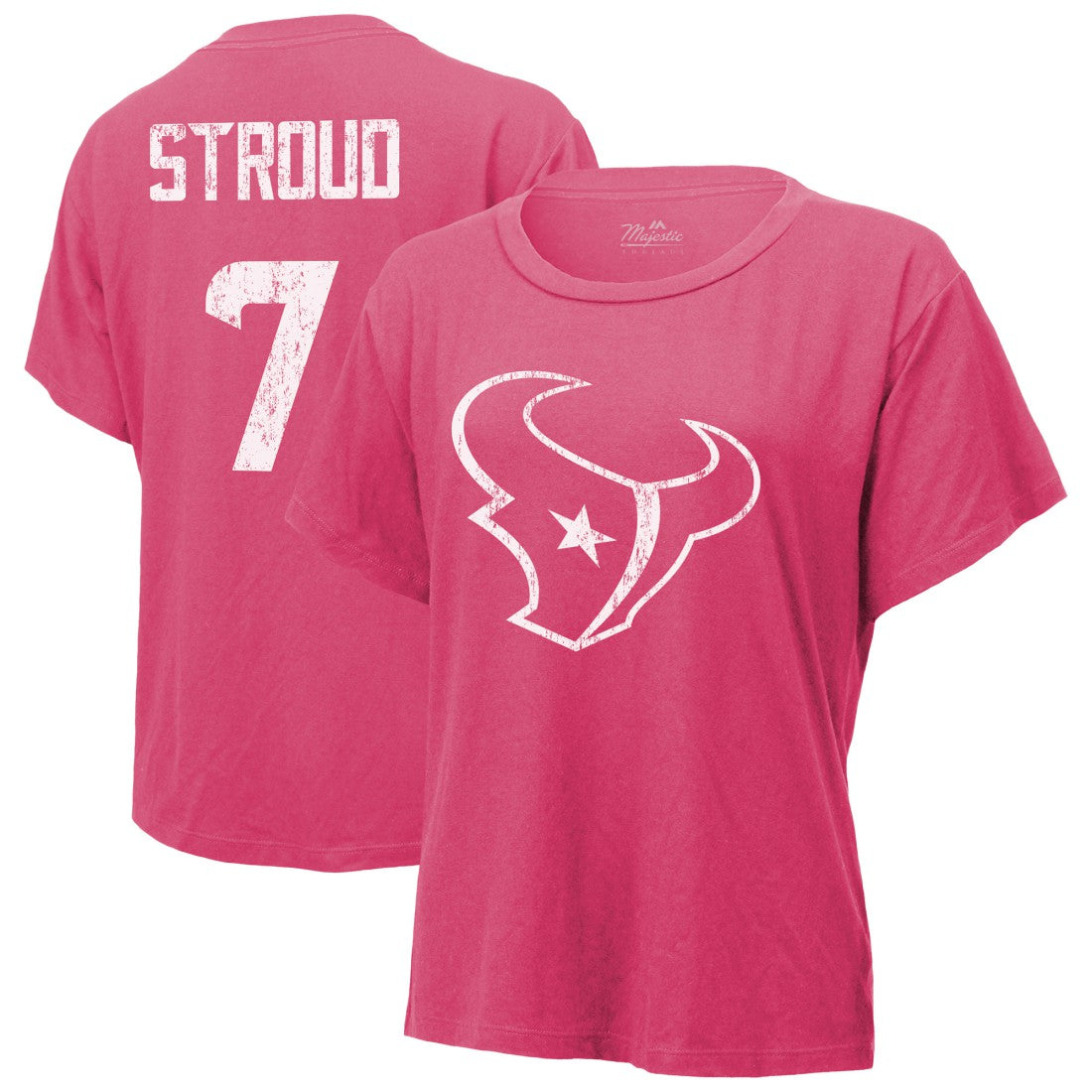 C.J. Stroud Houston Texans Majestic Threads Women's Name & Number T-Shirt Pink - NFL