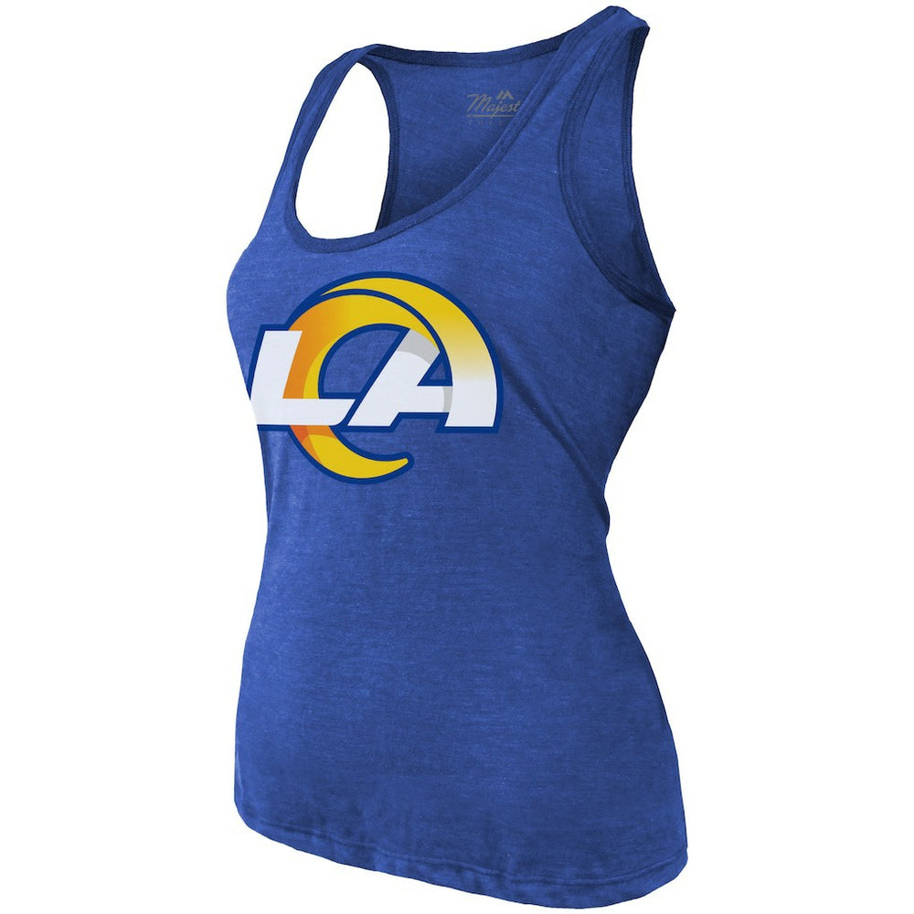 Puka Nacua Los Angeles Rams Majestic Threads Women's Name & Number Tri-Blend Scoop Neck Tank Top Royal - NFL