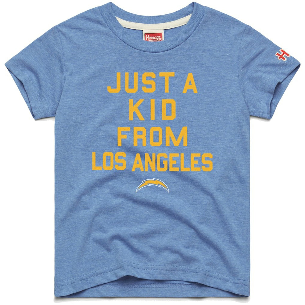 Los Angeles Chargers Homage Youth Just a Kid Tri-Blend T-Shirt Powder Blue - NFL