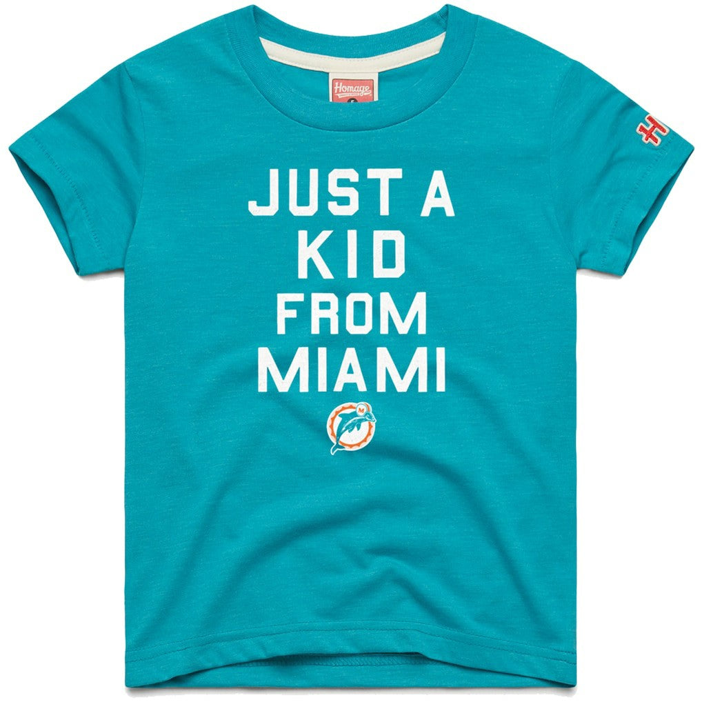 Miami Dolphins Homage Youth Just a Kid Tri-Blend T-Shirt Aqua - NFL