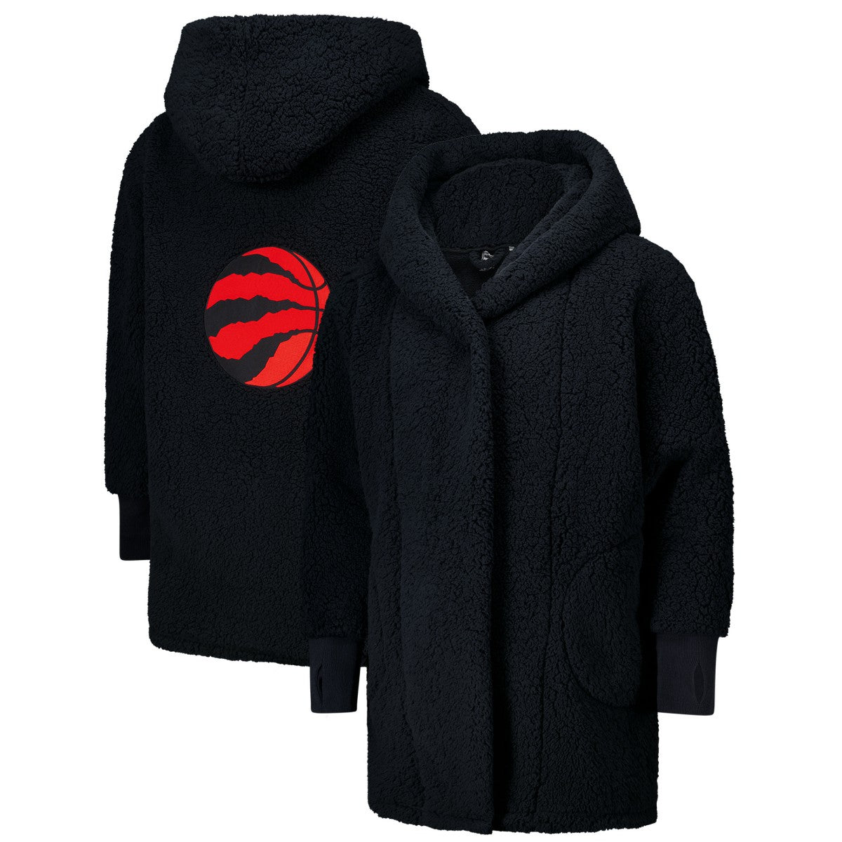 NBA - The Best Lounger in the World By Jill Martin Toronto Raptors Unisex Black Oversized Open-Front Hoodie Sweater