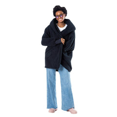 NBA - The Best Lounger in the World By Jill Martin Miami Heat Unisex Black Oversized Open-Front Hoodie Sweater