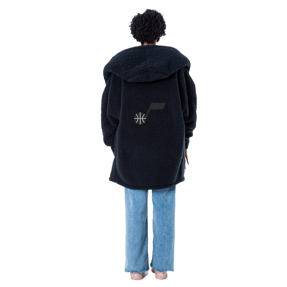 NBA - The Best Lounger in the World By Jill Martin Utah Jazz Unisex Black Oversized Open-Front Hoodie Sweater