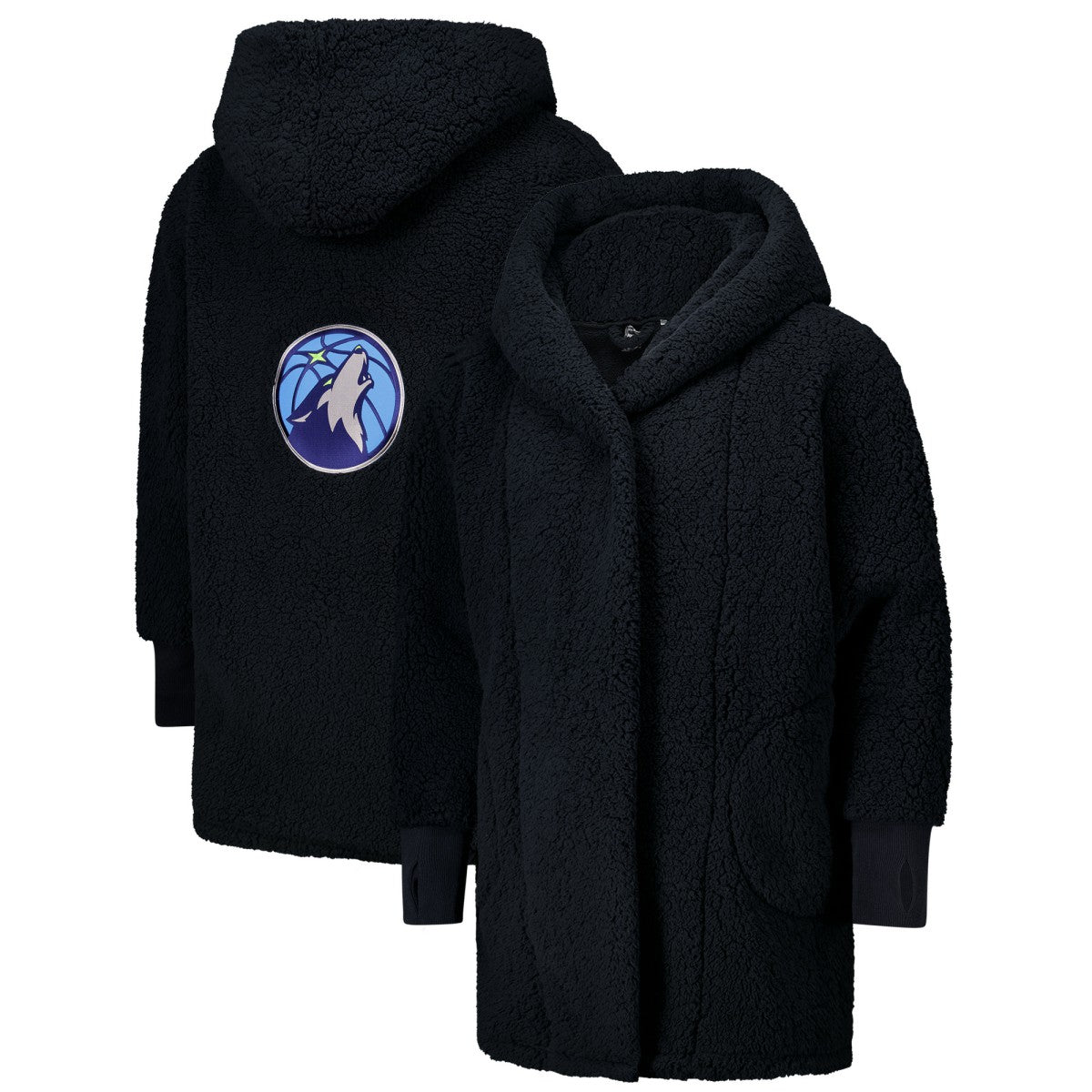 NBA - The Best Lounger in the World By Jill Martin Minnesota Timberwolves Unisex Navy Oversized Open-Front Hoodie Sweater