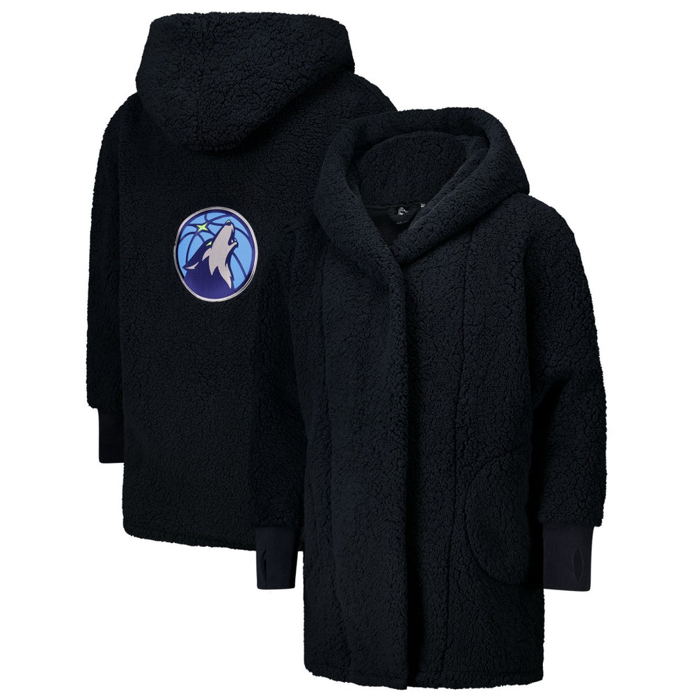 NBA - The Best Lounger in the World By Jill Martin Minnesota Timberwolves Unisex Navy Oversized Open-Front Hoodie Sweater