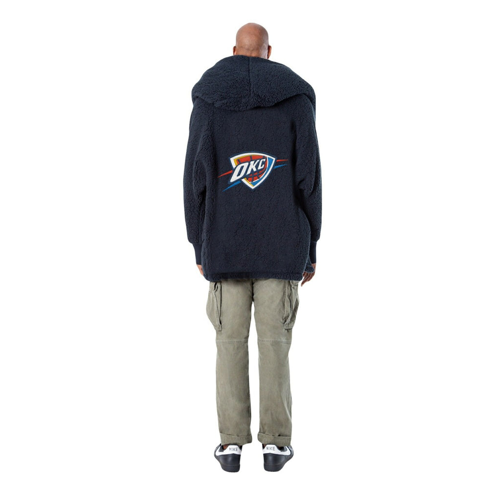 NBA - The Best Lounger in the World By Jill Martin Oklahoma City Thunder Unisex Navy Oversized Open-Front Hoodie Sweater