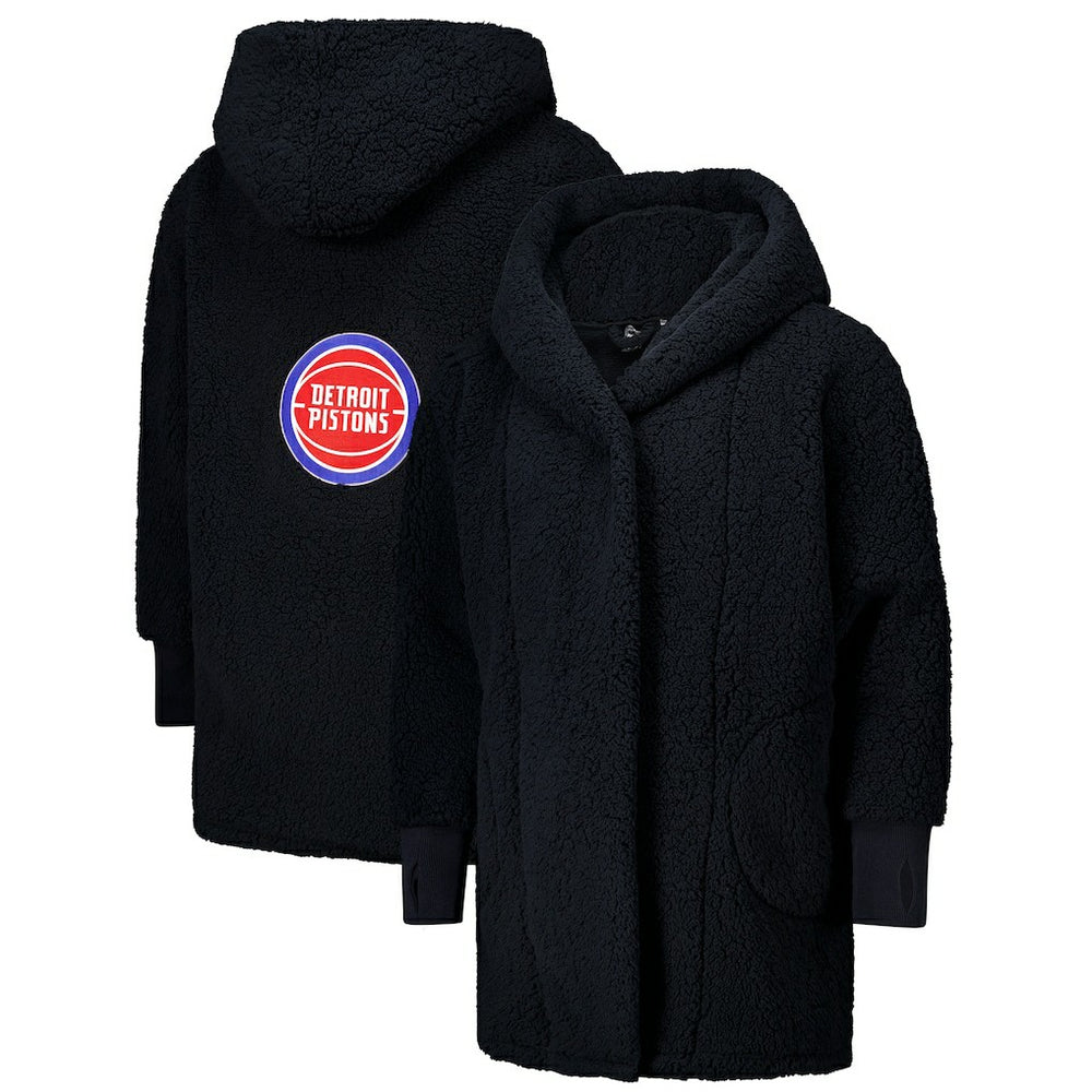NBA - The Best Lounger in the World By Jill Martin Detroit Pistons Unisex Black Oversized Open-Front Hoodie Sweater