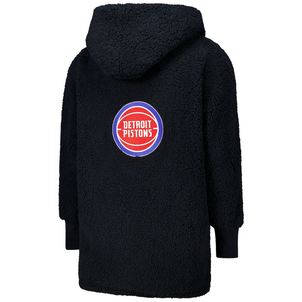 NBA - The Best Lounger in the World By Jill Martin Detroit Pistons Unisex Black Oversized Open-Front Hoodie Sweater