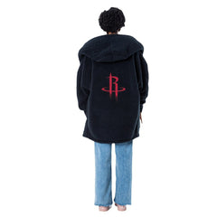 NBA - The Best Lounger in the World By Jill Martin Houston Rockets Unisex Black Oversized Open-Front Hoodie Sweater