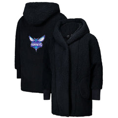 NBA - The Best Lounger in the World By Jill Martin Charlotte Hornets Unisex Black Oversized Open-Front Hoodie Sweater